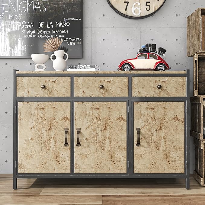 VEELIKE Aged Tan Concrete Wallpaper Peel and Stick Removable Distressed Beige - Image 6