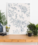 Froluya Cream White and Blue Floral Wallpaper Peel and Stick Wallpaper - Image 6