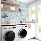 Safiyya 787"x17.3" Blue Peel and Stick Wallpaper Boho Contact Paper Modern - Image 5