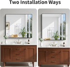 KOCUUY Bathroom Mirror 36"x40", Shatterpoof Large Vanity Mirror, Metal Framed - Image 8