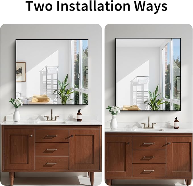 KOCUUY Bathroom Mirror 36"x40", Shatterpoof Large Vanity Mirror, Metal Framed - Image 8
