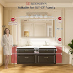 Keonjinn 55" x 30" Gold Bathroom Mirror, Brushed Gold Metal Framed Mirrors - Image 5