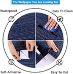 CRE8TIVE Wide Dark Blue Grasscloth Peel and Stick Wallpaper - Image 9