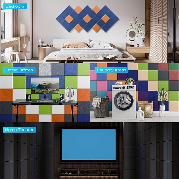 6-Pack Self-Adhesive Acoustic Panels, Soundproof Wall Panels - Image 6