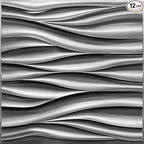 STICKGOO 3D Wall Panels, Brushed Silver Decorative Wall Covering Panels by STICKGOO