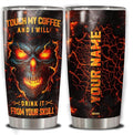 WAZONE Personalized Skull Tumbler with Lid Custom Name Hologram Flower 20oz 30oz Travel Mug Stainless Steel Insulated Cup Gift for Women Men Friends Skull Lover Present on Christmas Birthday