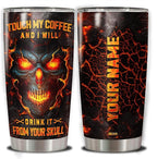WAZONE Personalized Skull Tumbler with Lid Custom Name Hologram Flower 20oz 30oz Travel Mug Stainless Steel Insulated Cup Gift for Women Men Friends Skull Lover Present on Christmas Birthday