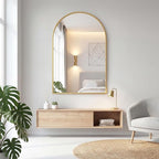 OLIXIS 24x36 Inch Arched Gold Bathroom Mirror - Image 6