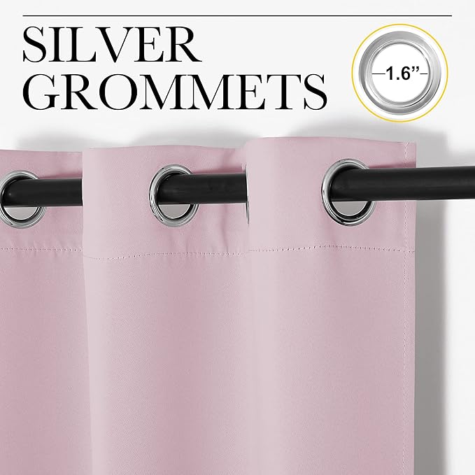 NICETOWN Baby Pink Blackout Curtains 86 inches Length - Image 2