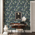 Simon&Siff Vintage Peel and Stick Wallpaper Blue Floral Wallpaper Wildflowers by SimonSiff