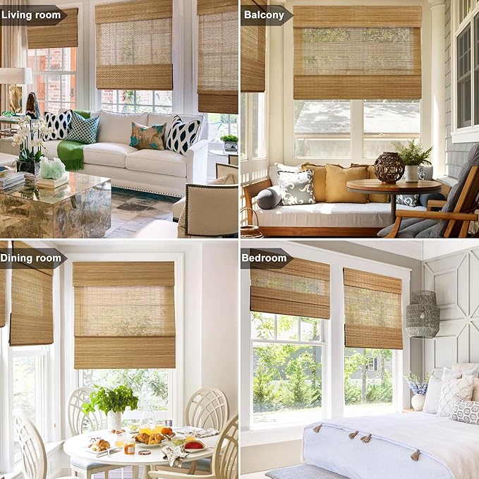 LazBlinds Cordless Bamboo Roman Shades, Custom Light Filtering Window Treatment - Image 4
