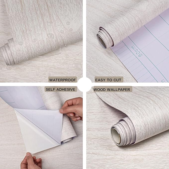 White Wood Contact Paper for Cabinets/Drawers Wood Grain Peel and Stick - Image 4