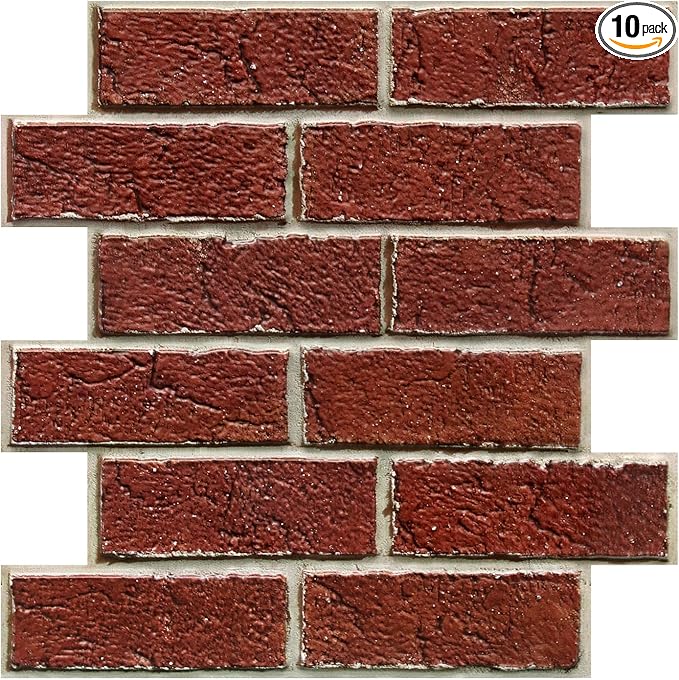 COMSTICKC 3D Faux Red Brick Wall Panels Peel and Stick Wall Sticker, Small Size by COMSTICKCDECOR