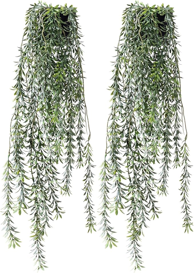 Artificial Hanging Plant 2 Pcs Faux Plant Ivy Vine Faux Eucalyptus Vines Fake - Image 7