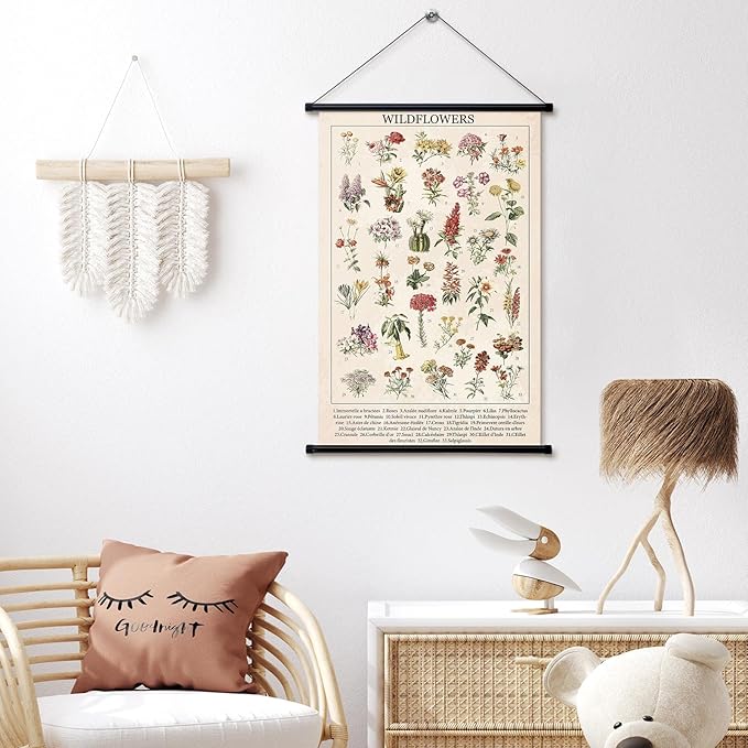 Geyee Wildflowers Vintage Poster Wall Decor Rustic Hanging Art Illustrative - Image 4