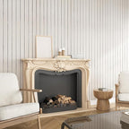 VEELIKE Wide White Oak Wood Slat Wall Panels Peel and Stick 3D Wood Panel - Image 5