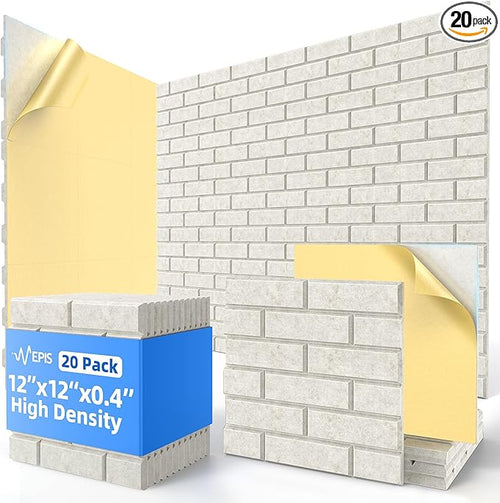 20 Pack Acoustic Panels with Self Adhesive, Soundproof Wall Panels, Brick Sound by NEPIS