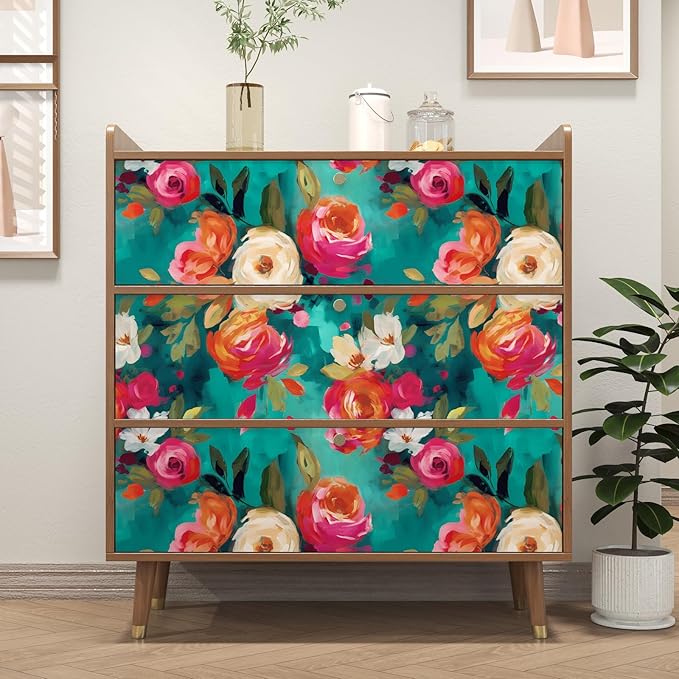 BOKEBEVE Watercolour Floral Peel and Stick Wallpaper Boho Vibrant Contact Paper - Image 5