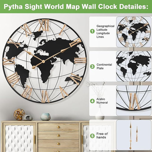 36 Inch Extra Giant Oversized Black Metal Wall Clock, Large Modern Decorative - Image 2