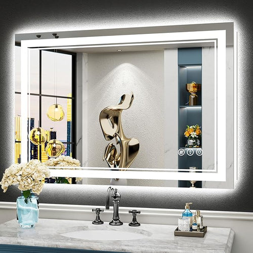 40x28 LED Bathroom Mirror with Lights, Backlit and Front Lit Anti-Fog Lighted by Awandee