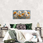Abstract White Flower Wall Art Golden Floral Pictures Wall Decor Neutral - Image 3