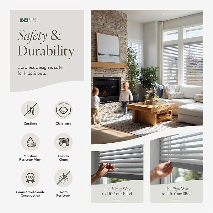 CHICOLOGY Cordless Mini Blinds for Indoor Windows, 40.25" W x 72" H, Light - Image 7