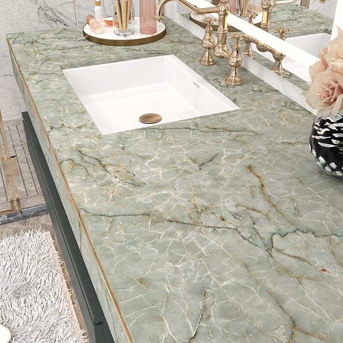 Cyan Marble Contact Paper for Countertops Waterproof Marble Wallpaper Peel and - Image 7