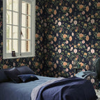 Froluya Dark Blue Floral Peel and Stick Wallpaper Vintage Floral Contact Paper - Image 4