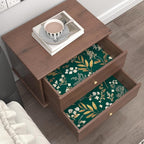 Laatse Dark Green Floral Wallpaper Peel and Stick Green Golden Leaf Wallpaper - Image 2