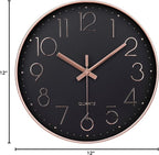 jomparis Rose Gold Wall Clock for Grils Womens Silent Non-Ticking Clock - Image 8
