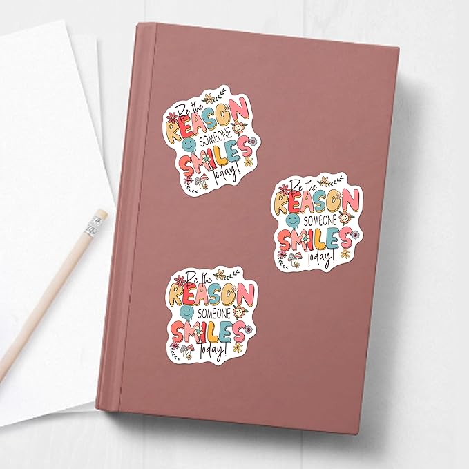 Be The Reason Someone Smiles Today Stickers 3Pcs Motivational Inspirational Quote Stickers Vinyl Waterproof Decals for Notebook, Tumbler, Laptop and Water Bottle