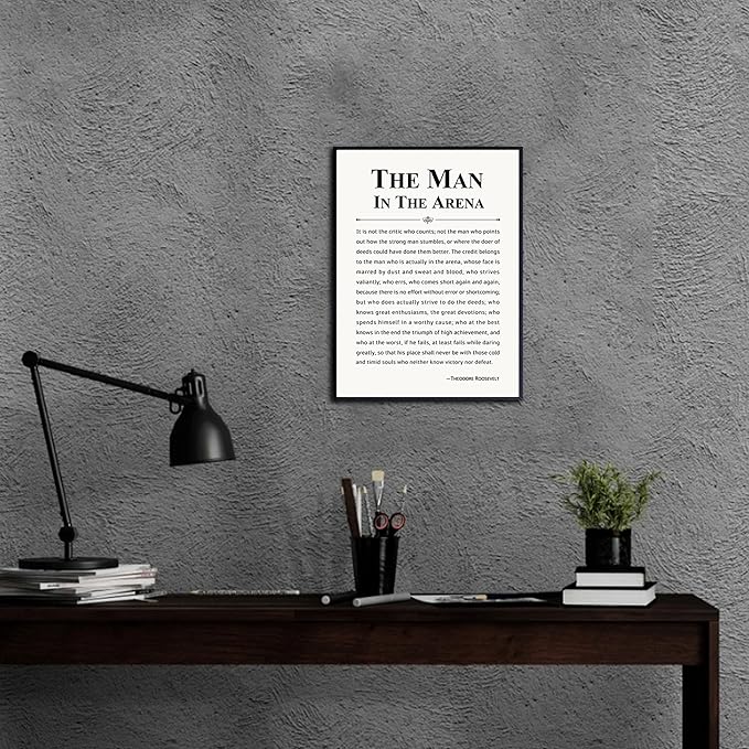 Howwii Inspirational Wall Art Office Decor The Man in the Arena Motivational - Image 3