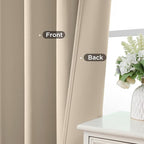 CUCRAF Light Beige Blackout Curtains 90 inch Length 2 Panels Set, Rod Pocket - Image 6