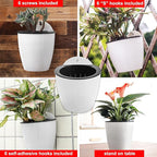 4 Inch Self Watering Hanging Planters, Wall Mounted Plant Pots - Image 9