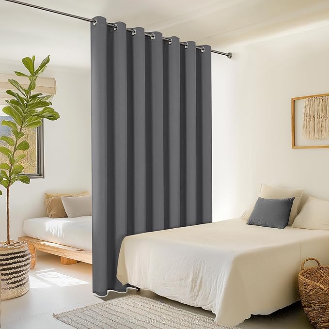 ChrisDowa Room Divider Curtain 120 Inches Long, Wide Blackout Sliding Door - Image 2