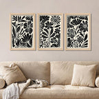 YWJKWLGS Abstract Floral Wall Art Set of 3, 16x24 Inch Black Boho Flower Prints - Image 3