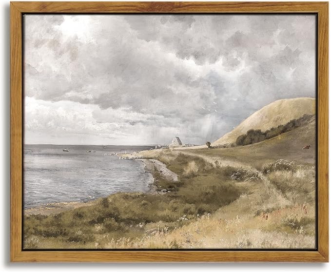 InSimSea Framed Canvas Wall Art Vintage Decor, Home Decor Danish Coastal by InSimSeaArt