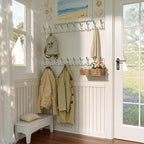 SKOLOO Creations White Solid Wood Wall Mounted Coat Rack, 10 Hooks, 38-1/8" Long - Image 2