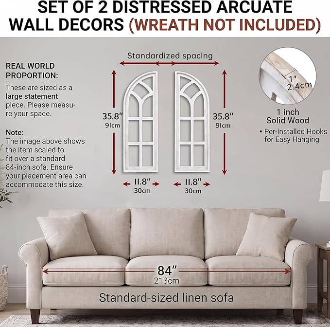 SwallowLiving Set of 2 Cathedral Arch Window Frame Wall Decor - Image 2