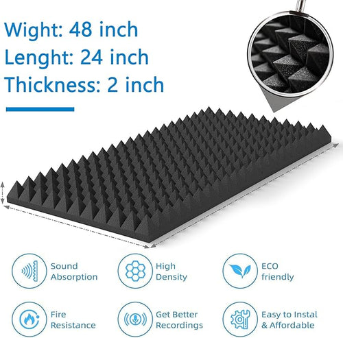 4Pack Sound Proof Foam Panels |48"×24"×2" Quick-Recovery Soundproof Wall Panels - Image 2
