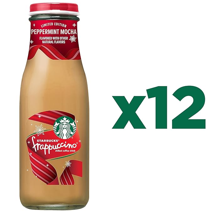 Starbucks Frappuccino, Coffee Drink, Peppermint Mocha, 13.7 fl oz Bottles (12 Pack), Iced Coffee