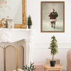 Framed Christmas Wall Art, Santa Claus Walk in Snow Canvas Prints, Vintage - Image 7