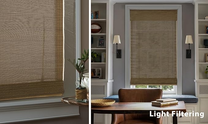 LazBlinds No Tools No Drill Cordless Bamboo Roman Shades, Light Filtering - Image 5