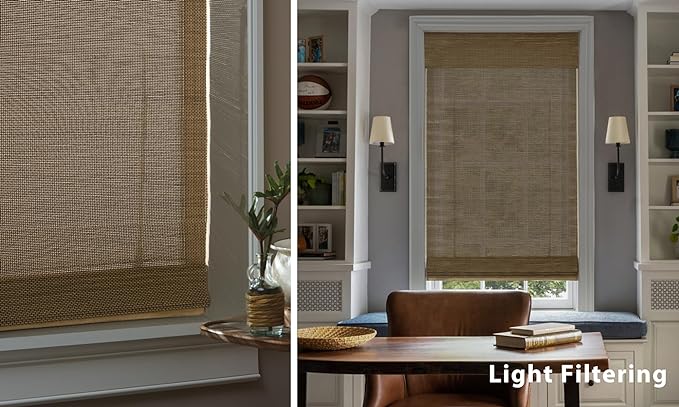LazBlinds No Tools No Drill Cordless Bamboo Roman Shades, Light Filtering - Image 5