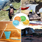 Litoexpe 4 Pack Silicone Collapsible Travel Cup Portable Folding Camping Cup Sets with Lids, Yellow & Orange & Blue & Green, Capacity 9.22oz (270ml)