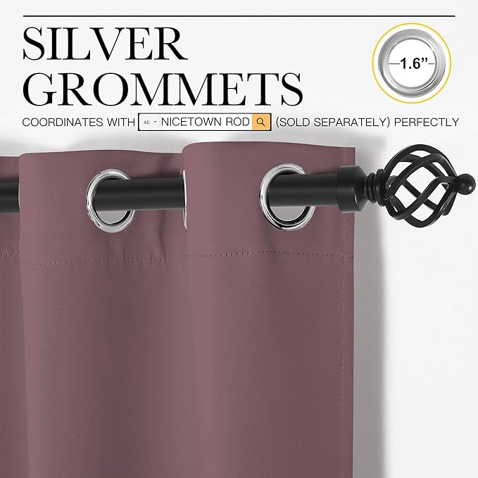 NICETOWN Dry Rose Blackout Curtains 120" Long - Image 3