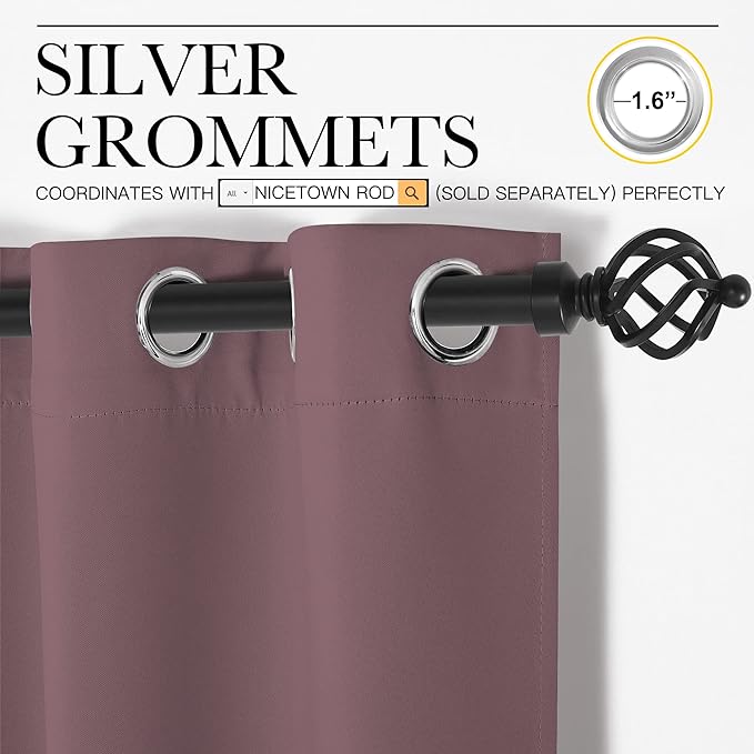 NICETOWN Dry Rose Blackout Curtains 108" Long - Image 3