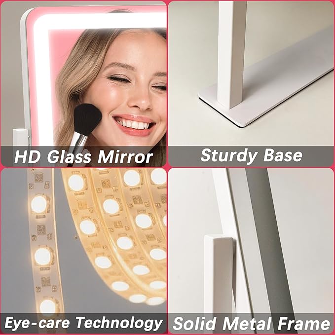 ROLOVE Vanity Mirror with Lights, 12.6"x15" LED Makeup Mirror with Lights - Image 7