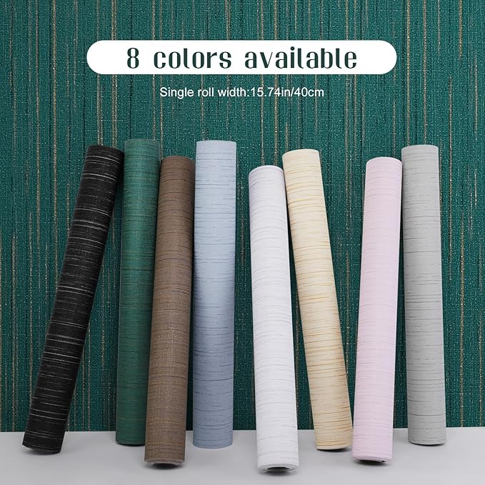 Teal Green Grasscloth Peel and Stick Wallpaper Texture Contact Paper 15.7"x120" - Image 2
