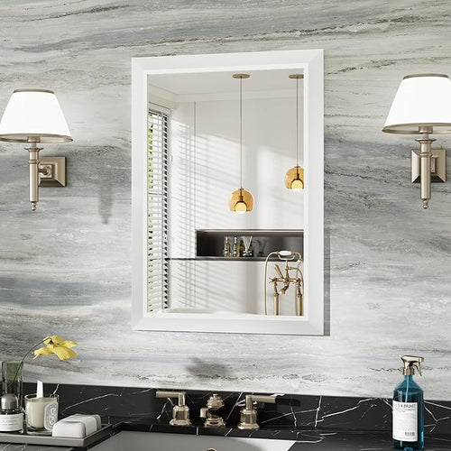 22x30 Inch White Bathroom Mirror by Briivuemodernmirrors